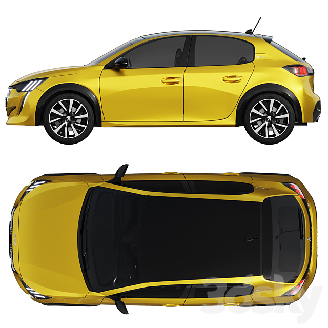 Peugeot 208 2021 3DS Max Model - thumbnail 4