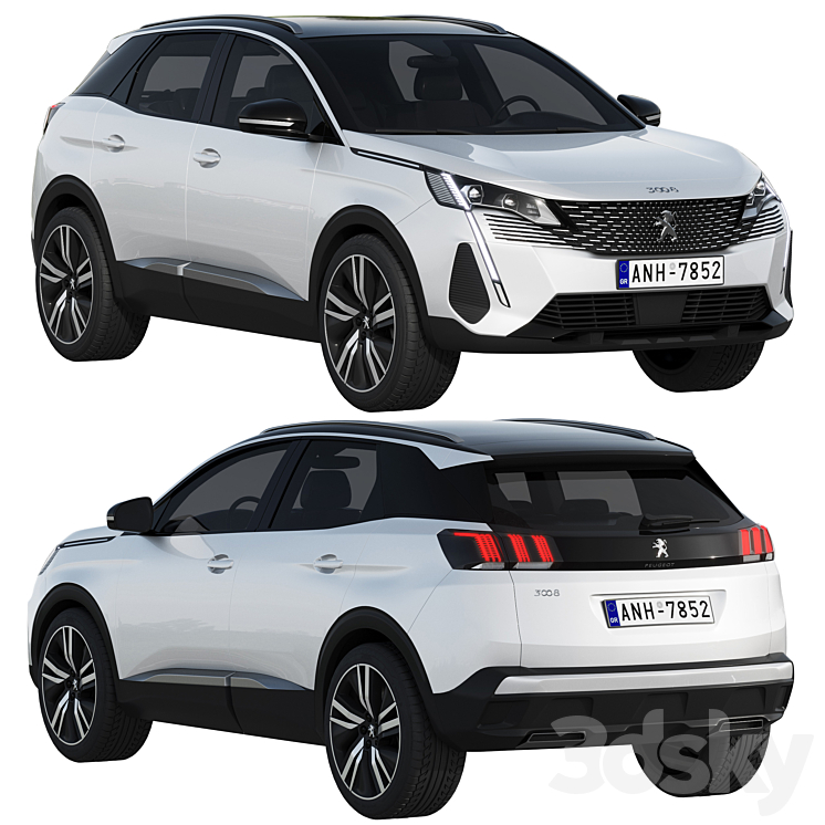 Peugeot 3008 2021 3DS Max Model - thumbnail 1