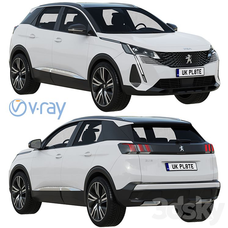 Peugeot 3008 2021 3DS Max Model - thumbnail 1