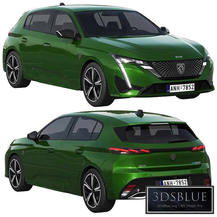 Peugeot 308 Hybrid 2022 3DS Max - thumbnail 3