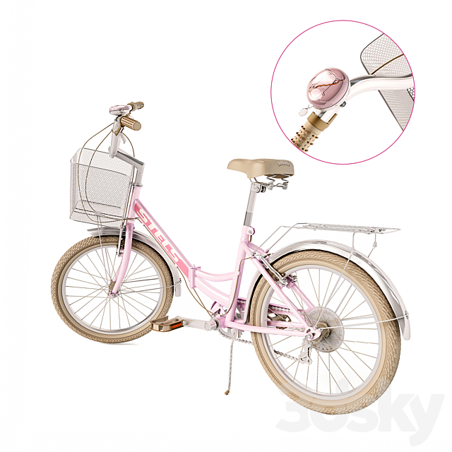 Pink folding bike Stels Pilot 3DSMax File - thumbnail 2