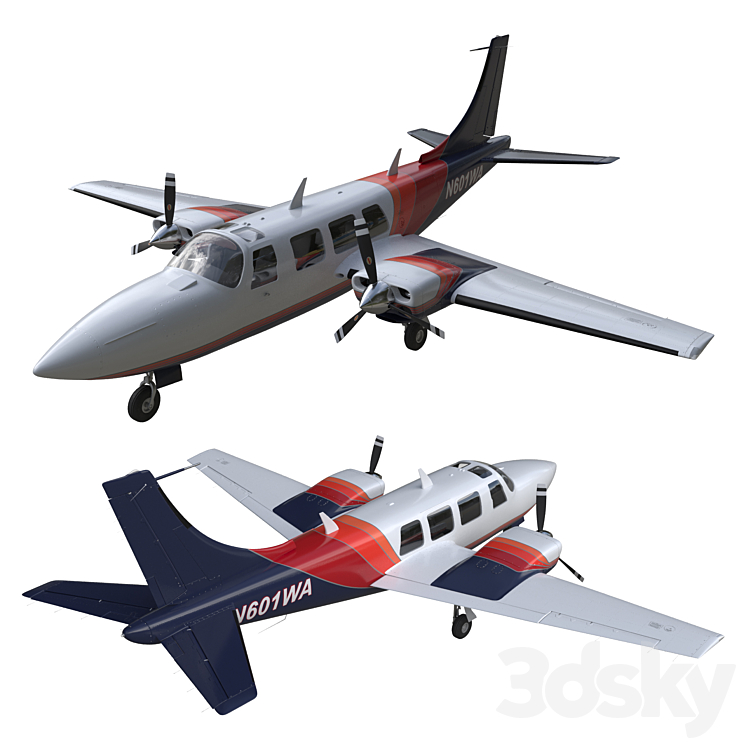 Piper Aerostar 700 3DS Max Model - thumbnail 1