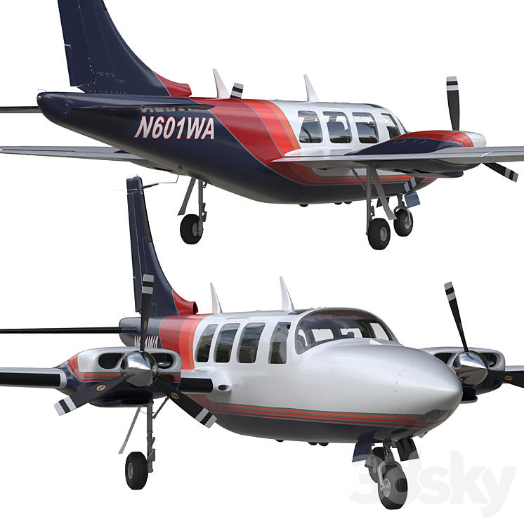 Piper Aerostar 700 3DS Max Model - thumbnail 2