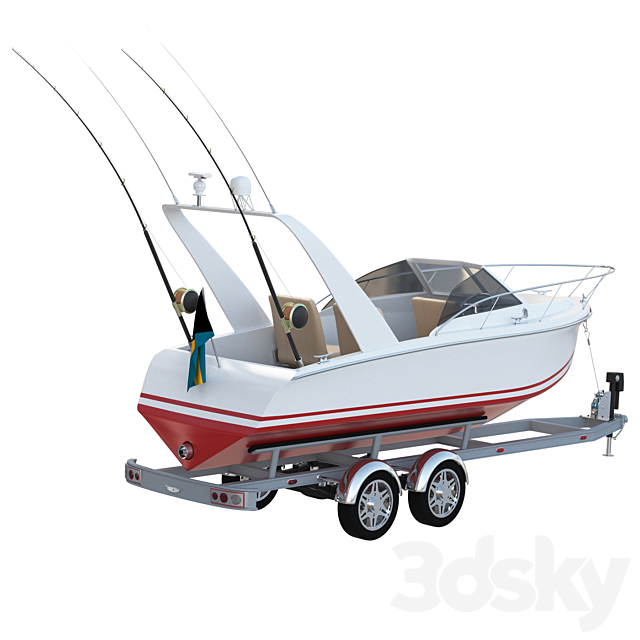 Pleasure fishing boat 3DS Max Model - thumbnail 2