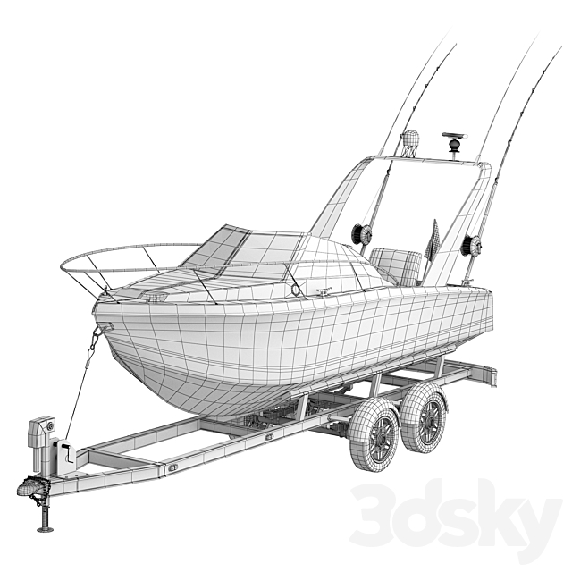 Pleasure fishing boat 3DS Max Model - thumbnail 4