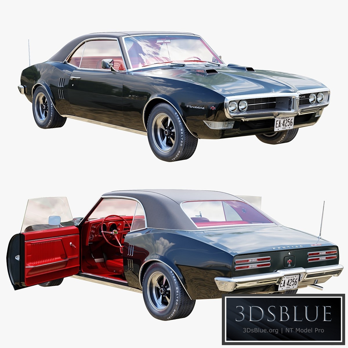 Pontiac firebird 1968 3DS Max - thumbnail 3