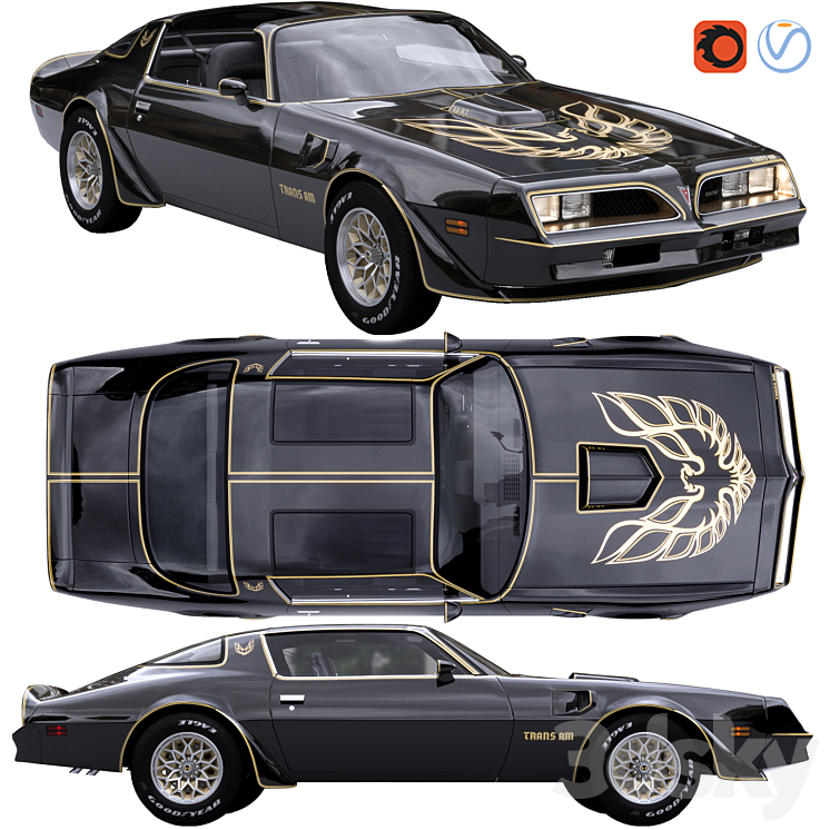 Pontiac Firebird Trans Am 1977 3DS Max - thumbnail 2