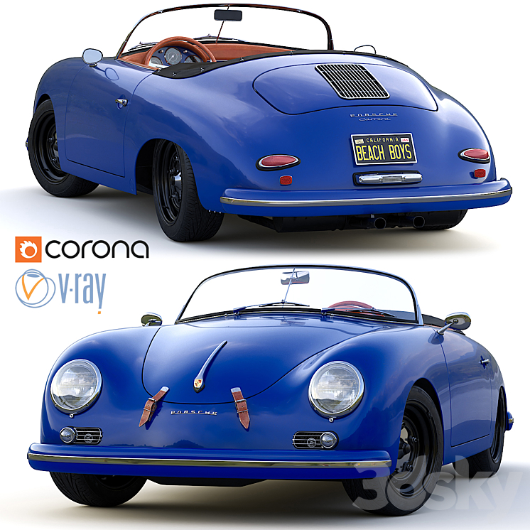 Porsche 356 A Speedster 1956 3DS Max Model - thumbnail 1