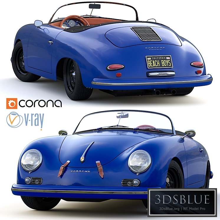 Porsche 356 A Speedster 1956 3DS Max - thumbnail 3