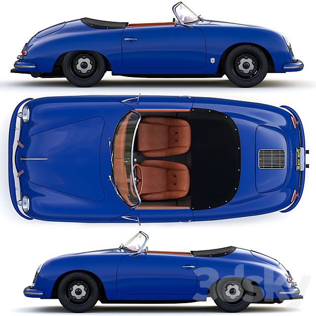 Porsche 356 A Speedster 1956 3DS Max Model - thumbnail 3