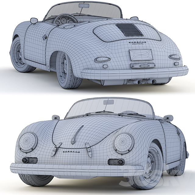 Porsche 356 A Speedster 1956 3DS Max Model - thumbnail 6