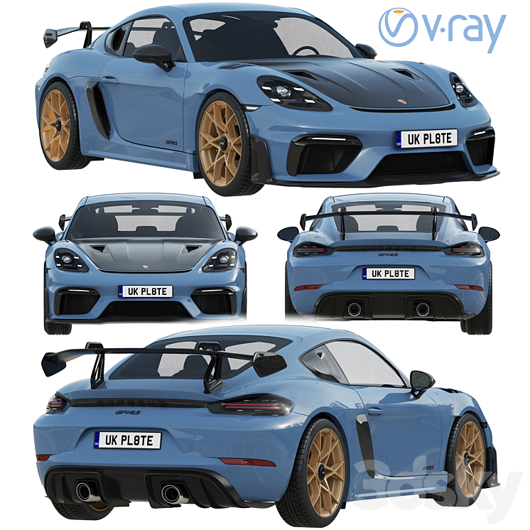 Porsche 718 Cayman GT4 RS 2022 3DS Max Model - thumbnail 1