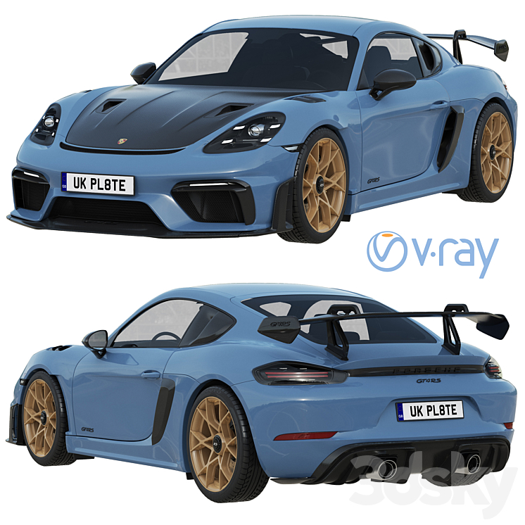 Porsche 718 Cayman GT4 RS 2022 3DS Max Model - thumbnail 2