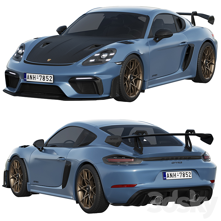 Porsche 718 Cayman GT4 RS 2022 3DS Max Model - thumbnail 2