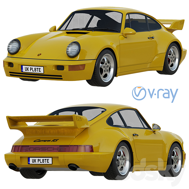 Porsche 911 3.8 Carrera RS (964) 3DS Max Model - thumbnail 2