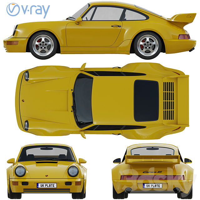 Porsche 911 3.8 Carrera RS (964) 3DS Max Model - thumbnail 3