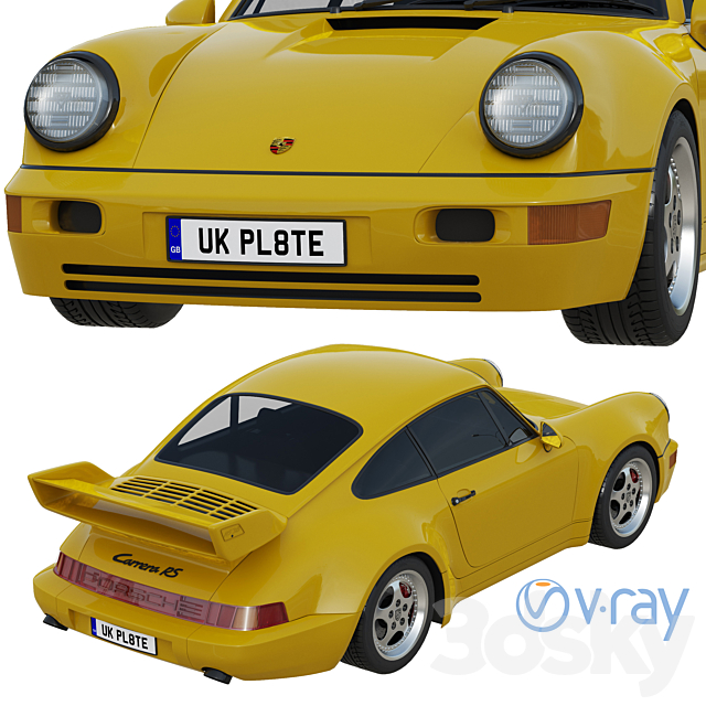 Porsche 911 3.8 Carrera RS (964) 3DS Max Model - thumbnail 4