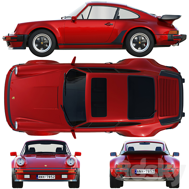 Porsche 911 930 Turbo 1975 – 1989 3DS Max Model - thumbnail 3