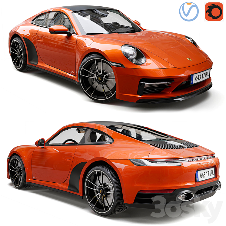 Porsche 911 Carrera 4 GTS 2022 3DS Max Model - thumbnail 1