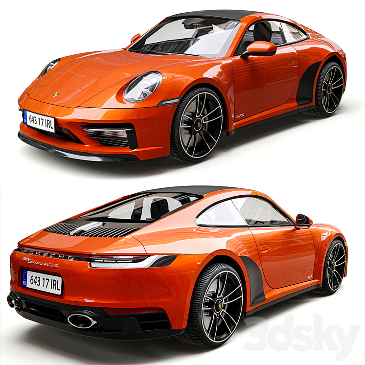 Porsche 911 Carrera 4 GTS 2022 3DS Max Model - thumbnail 2