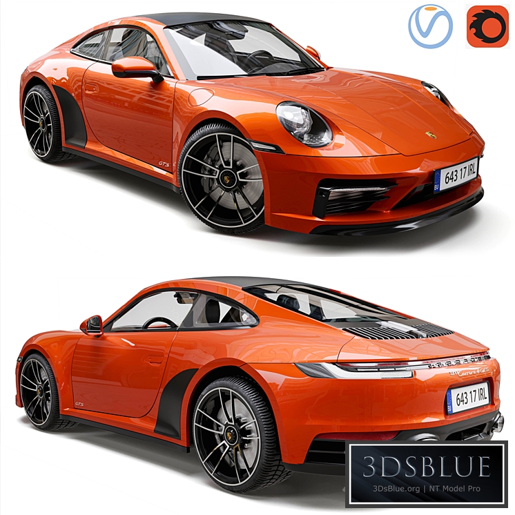 Porsche 911 Carrera 4 GTS 2022 3DS Max - thumbnail 3