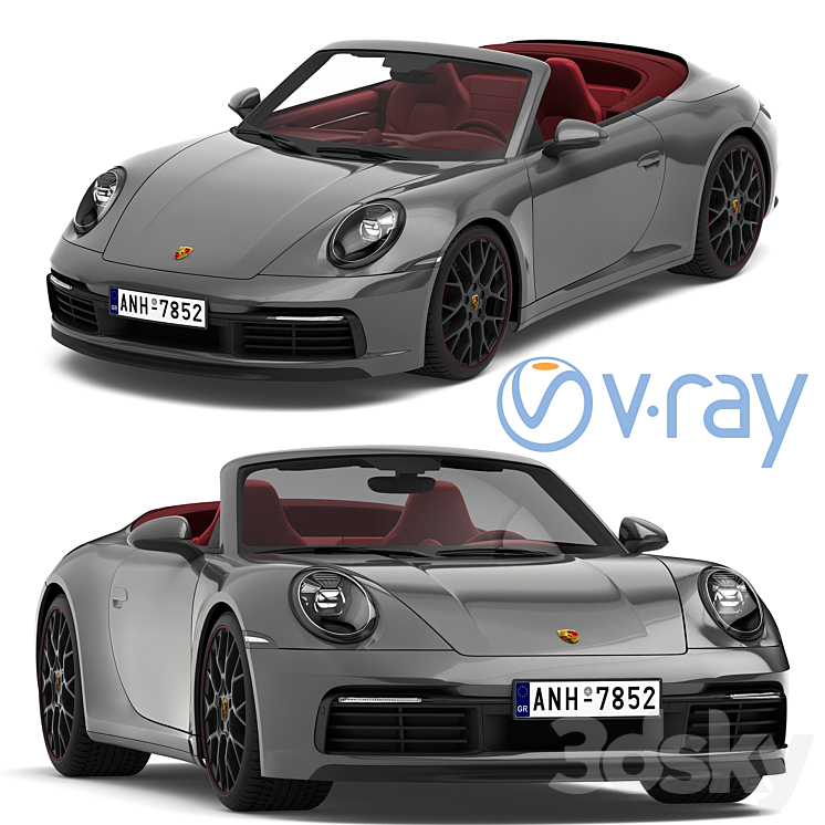 Porsche 911 Carrera Cabriolet 2019 3DS Max - thumbnail 1