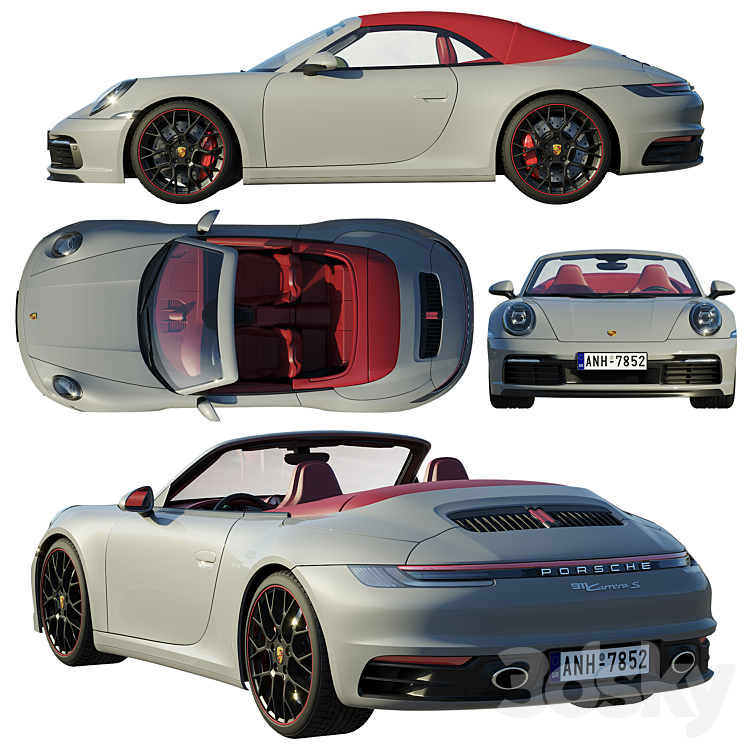 Porsche 911 carrera Cabriolet 2019 3DS Max - thumbnail 2