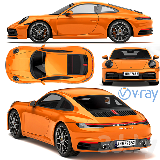 Porsche 911 carrera s 3DS Max Model - thumbnail 2