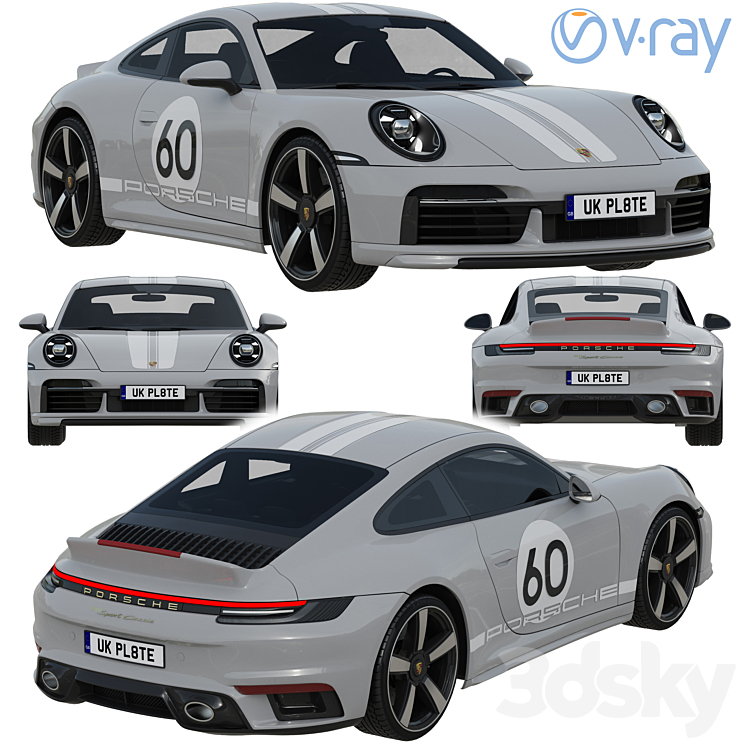 Porsche 911 Sport Classic 2023 3DS Max Model - thumbnail 1