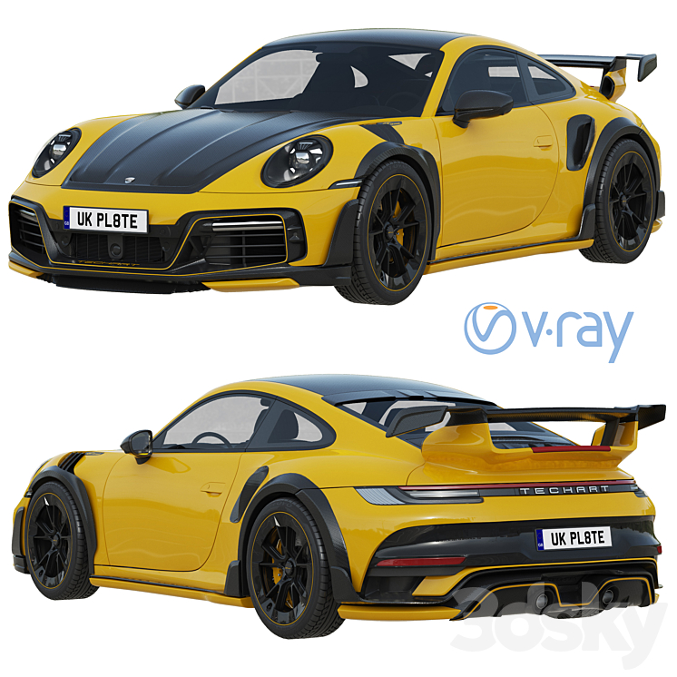 Porsche 911 TECHART GTstreet R 2022 3DS Max Model - thumbnail 2