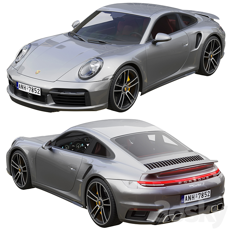 Porsche 911 Turbo S 2021 3DS Max Model - thumbnail 2