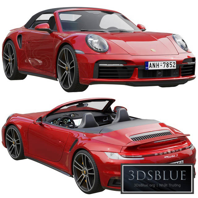 Porsche 911 Turbo S Cabriolet 2021 3DS Max - thumbnail 3