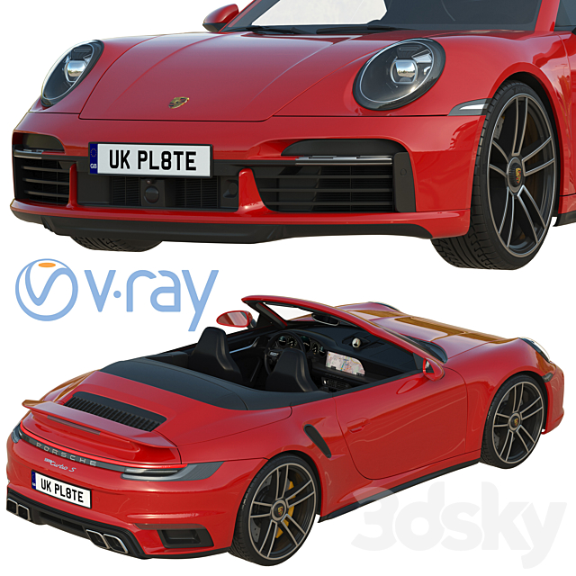 Porsche 911 Turbo S Cabriolet 2021 3DS Max Model - thumbnail 4