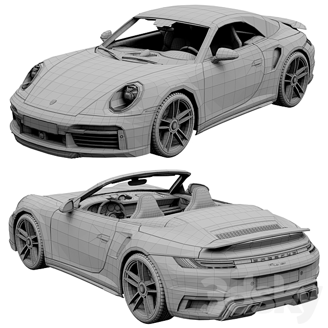 Porsche 911 Turbo S Cabriolet 2021 3DS Max Model - thumbnail 5