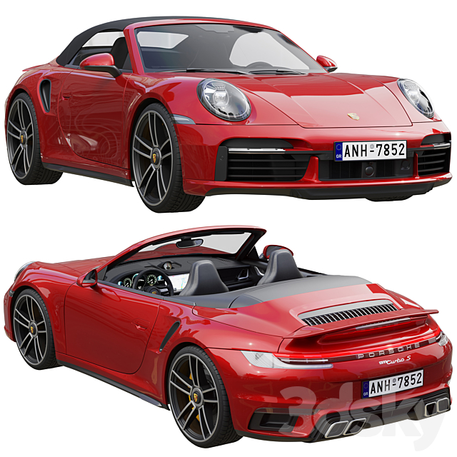 Porsche 911 Turbo S Cabriolet 2021 3DSMax File - thumbnail 1