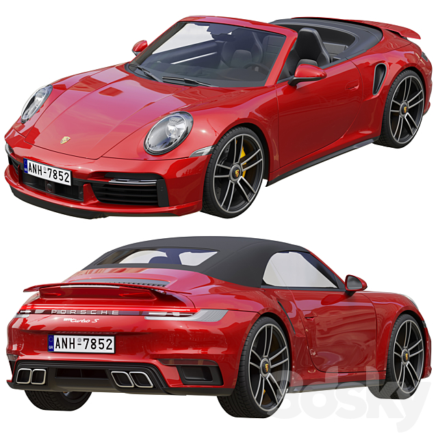 Porsche 911 Turbo S Cabriolet 2021 3DSMax File - thumbnail 2