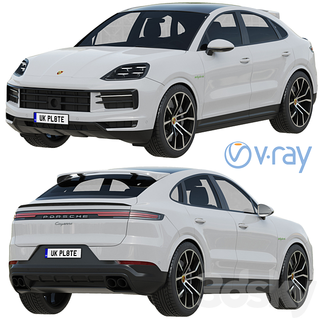 Porsche Cayenne E-Hybrid Coupe 2024 3DS Max Model - thumbnail 2