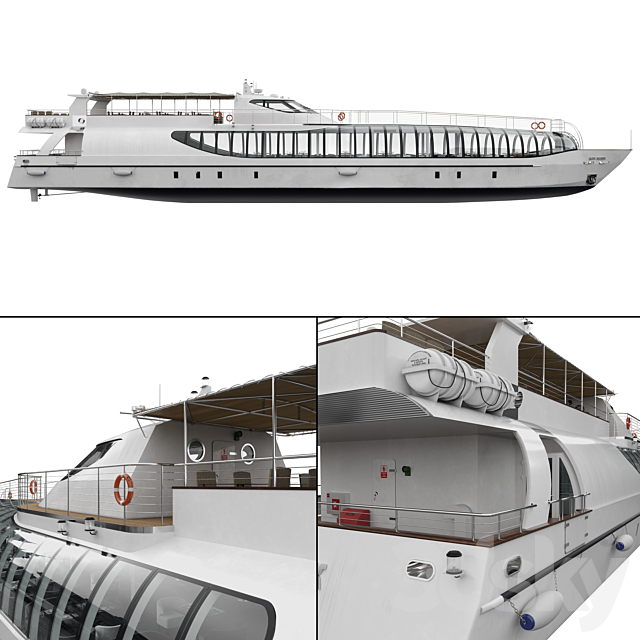 Radisson Royal Flotilla Yacht 3DS Max Model - thumbnail 2