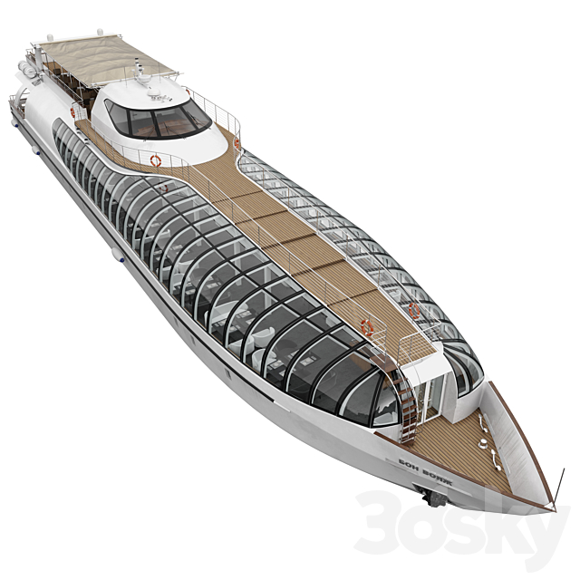 Radisson Royal Flotilla Yacht 3DS Max Model - thumbnail 4