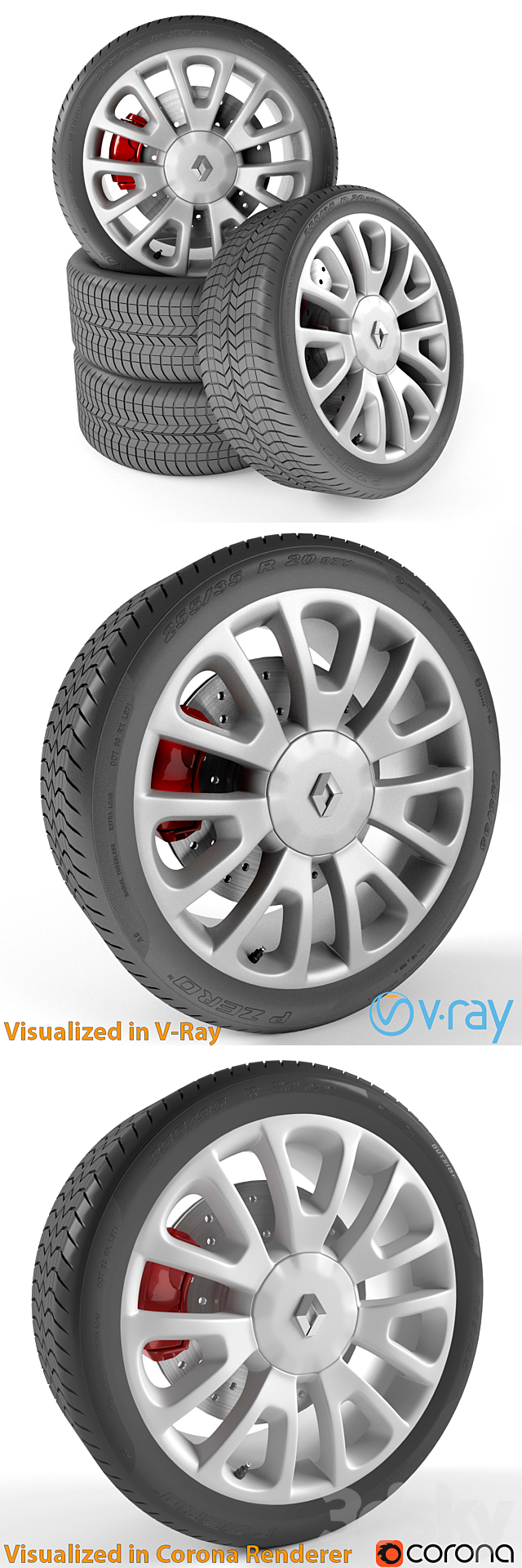 Renault Clio Wheel 3DS Max Model - thumbnail 2