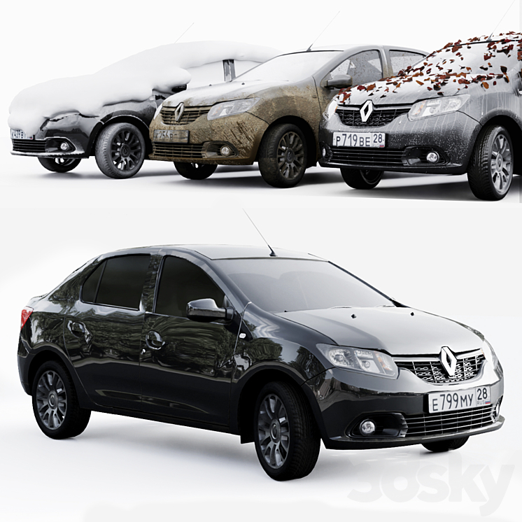 Renault Logan 2016 4 seasons 3DS Max Model - thumbnail 1