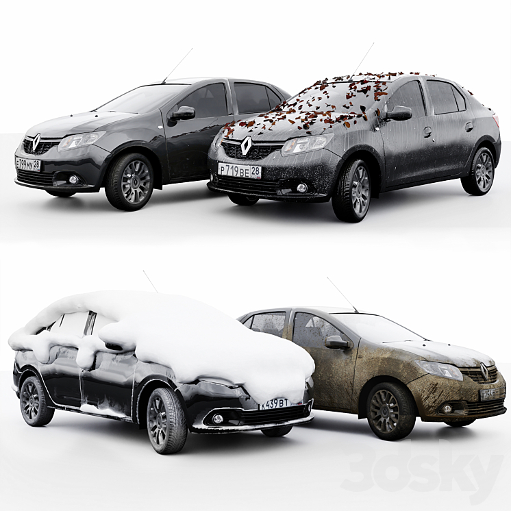 Renault Logan 2016 4 seasons 3DS Max Model - thumbnail 2