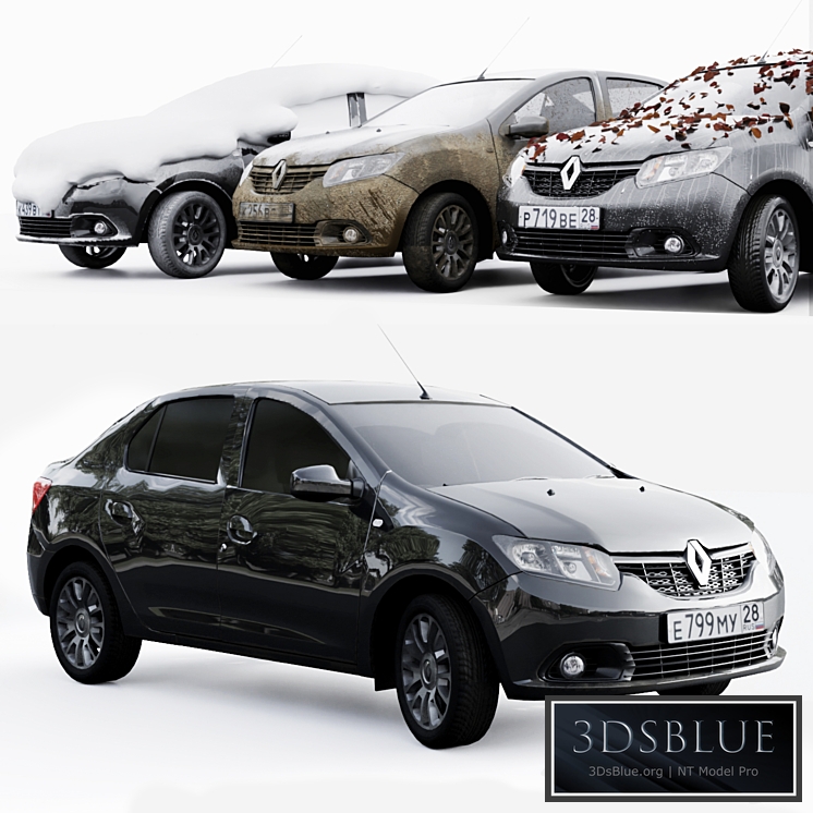 Renault Logan 2016 4 seasons 3DS Max - thumbnail 3