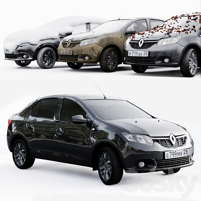 Renault Logan 2016 4 seasons 3DSMax File - thumbnail 1