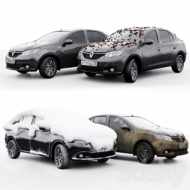 Renault Logan 2016 4 seasons 3DSMax File - thumbnail 2