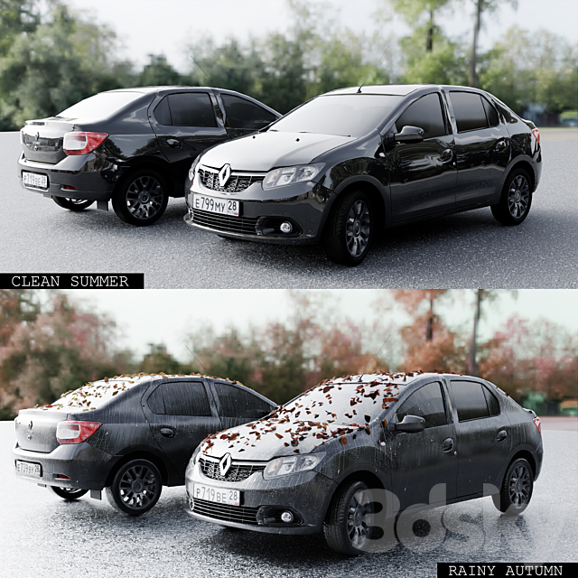 Renault Logan 2016 4 seasons 3DSMax File - thumbnail 3