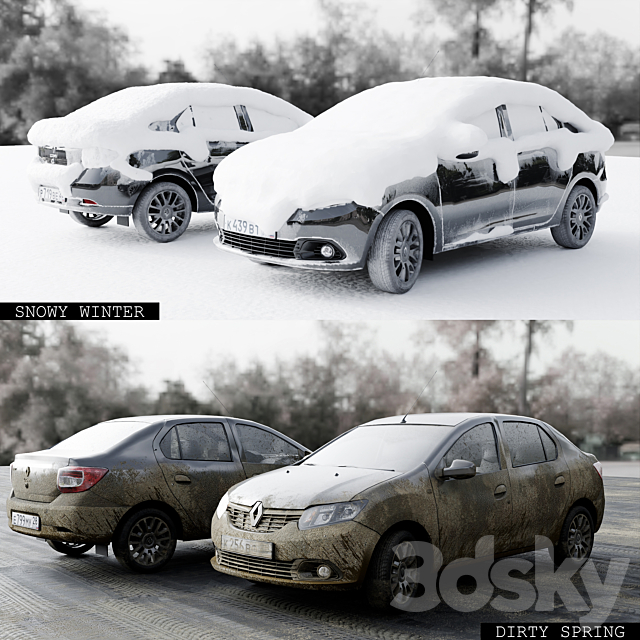 Renault Logan 2016 4 seasons 3DSMax File - thumbnail 4