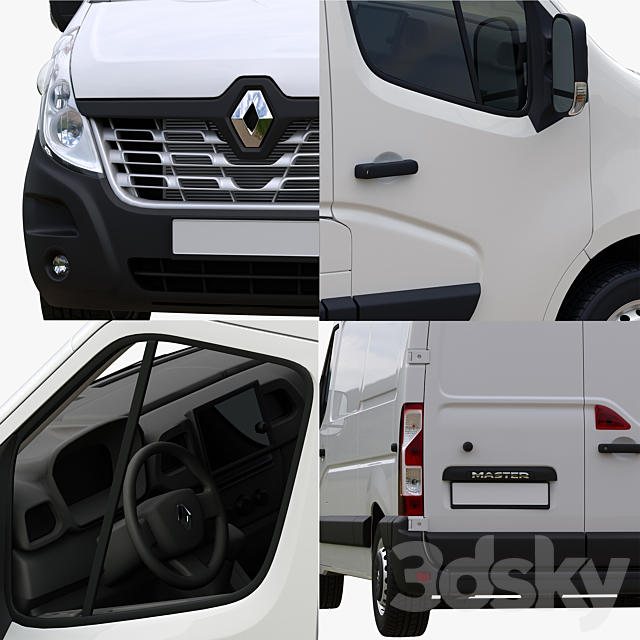 Renault Master L2H2 PanelVan 3DS Max Model - thumbnail 3