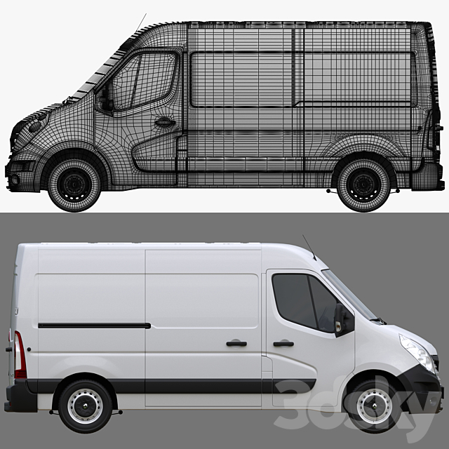 Renault Master L2H2 PanelVan 3DS Max Model - thumbnail 4