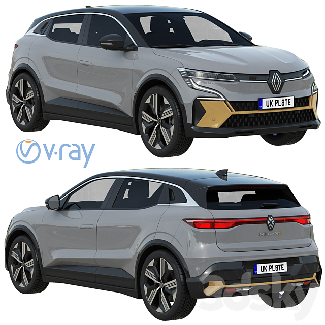 Renault Megane E-Tech 3ds Max - thumbnail 1